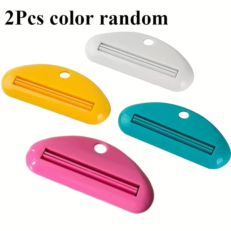 1/2pcs Random Color Plastic Easy-Squeeze Manual Toothpaste Dispenser • Lightweight • No Power Needed • Ideal Bathroom Organization Tool